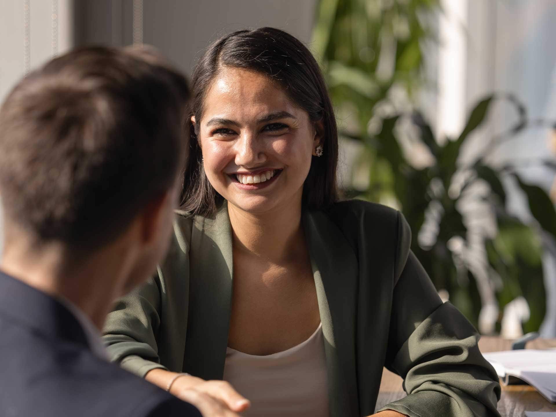 Woman speaking with a banker